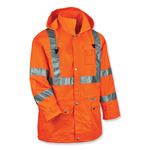 Ergodyne Glowear 8365 Class 3 Hi-vis Rain Jacket Polyester Small Orange