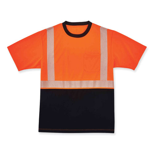 Ergodyne Glowear 8280bk Class 2 Performance T-shirt With Black Bottom Polyester Large Orange