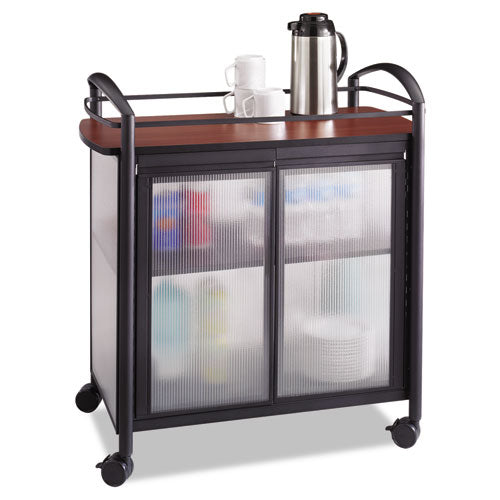 Safco Impromptu Refreshment Cart/machine Stand Engineered Wood 3 Shelf 34x21.25x36.5 Cherry/black