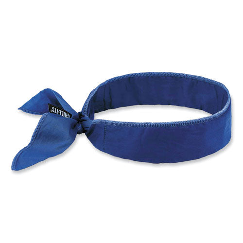 Ergodyne Chill-its 6702 Cooling Embedded Polymers Tie Bandana One Size Fits Most Solid Blue