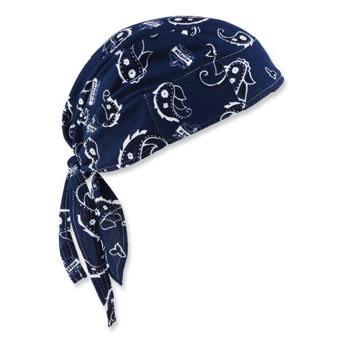 Ergodyne Chill-its 6615 High-performance Bandana Doo Rag W/terry Cloth Sweatband One Size Navy Western