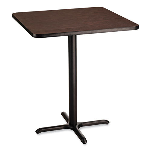 NPS Cafe Table 36wx36dx42h Square Top/x-base Mahogany Top Black Base