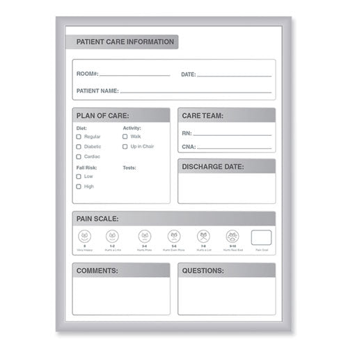 Ghent Patient Room Magnetic Whiteboard 24x36 White/gray Surface Satin Aluminum Frame