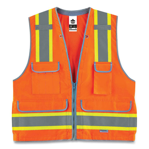 Ergodyne Glowear 8254hdz Class 2 Heavy-duty Surveyors Zipper Vest Polyester Small/medium Orange