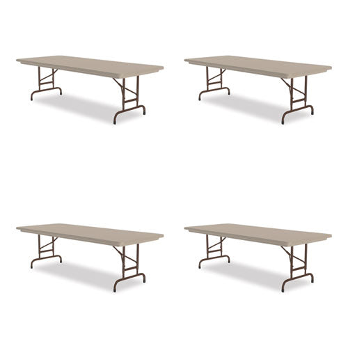 Correll Adjustable Folding Tables Rectangular 72"x30"x22" To 32" Mocha Top Brown Legs 4/pallet