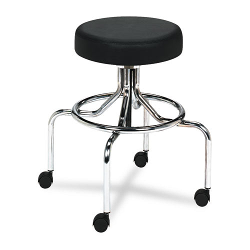 Safco Screw Lift Stool With High Base Supports Up To 250 Lb 33" Seat Height Black Seat Chrome Base