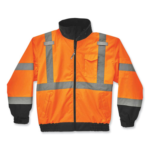 Ergodyne Glowear 8379 Class 3 Hi-vis Fleece Lined Bomber Jacket Orange Large