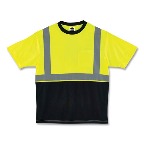 Ergodyne Glowear 8289bk Class 2 Hi-vis T-shirt With Black Bottom Small Lime