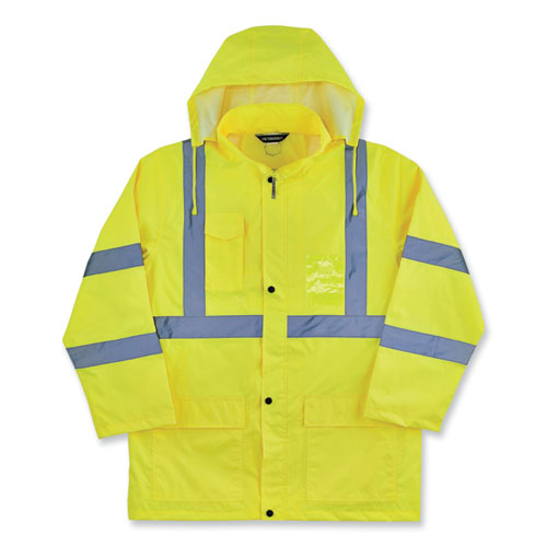 Ergodyne Glowear 8366 Class 3 Lightweight Hi-vis Rain Jacket Polyester 5x-large Lime