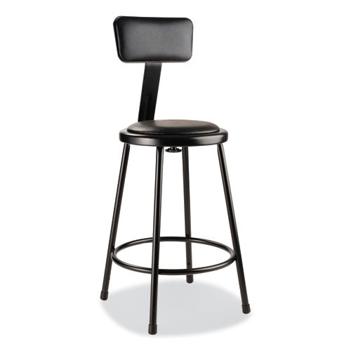 NPS 6400 Series Heavy Duty Vinyl Padded Stool W/backrest Supports 300lb 24" Seat Ht Black Seat/back/baseships In 1-3 Bus Days