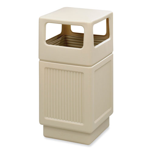Safco Canmeleon Recessed Panel Receptacles Side-open 38 Gal Polyethylene Tan