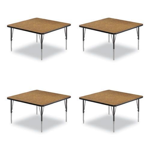 Correll Adjustable Activity Tables Square 48"x48"x19" To 29" Medium Oak Top Black Legs 4/pallet