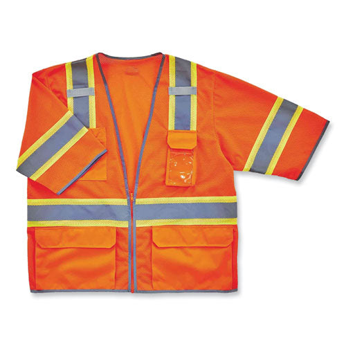 Ergodyne Glowear 8346z Class 3 Two-tone Hi-vis Surveyor Zipper Vest 4x-large/5x-large Orange