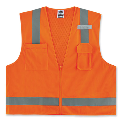 Ergodyne Glowear 8249z-s Single Size Class 2 Economy Surveyors Zipper Vest Polyester 5x-large Orange