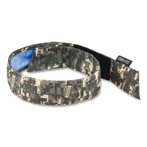 Ergodyne Chill-its 6705ct Cooling Pva Hook And Loop Bandana Headband One Size Fits Most Camo