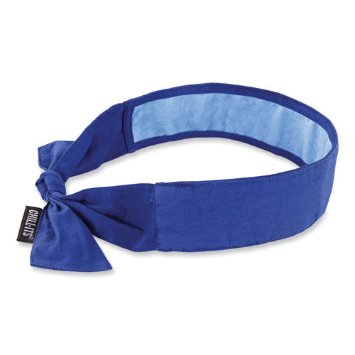 Ergodyne Chill-its 6700ct Cooling Bandana Pva Tie Headband One Size Fits Most Solid Blue