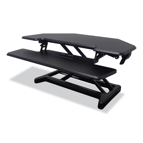 Victor Height Adjustable Corner Standing Desk With Keyboard Tray 36x20x0 To 20 Black