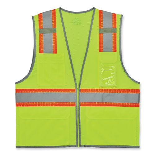 Ergodyne Glowear 8246z-s Single Size Class 2 Two-tone Mesh Vest Polyester 4x-large Lime