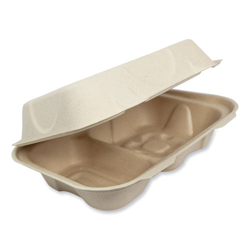 World Centric Fiber Hinged Containers Hoagie Box 9.2x6.4x3 Natural Paper 500/Case