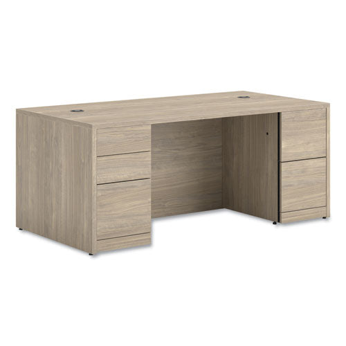 HON 10500 Series Double Full-height Pedestal Desk Left: Box/box/file Right: File/file 72"x36"x29.5" Kingswood Walnut
