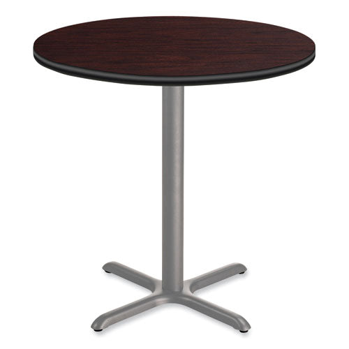 NPS Cafe Table 36" Diameterx42h Round Top/x-base Mahogany Top Gray Base