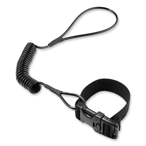 Ergodyne Squids 3157 Coiled Lanyard With Buckle 2 Lb Max Working Capacity 12" To 48" Long Black