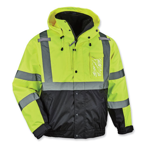 Ergodyne Glowear 8381 Class 3 Hi-vis 4-in-1 Quilted Bomber Jacket Lime Small