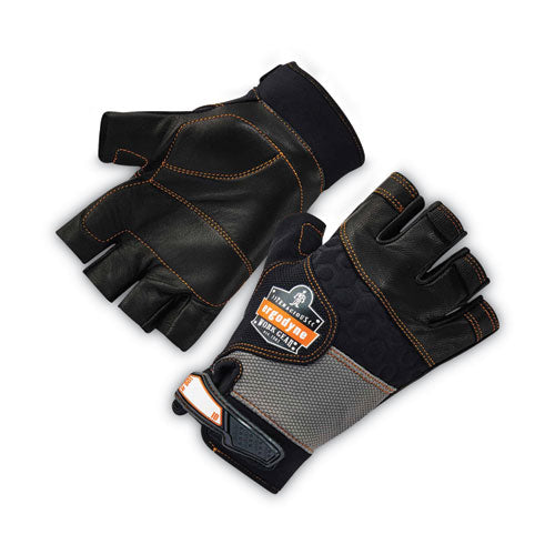 Ergodyne Proflex 901 Half-finger Leather Impact Gloves Black X-large Pair