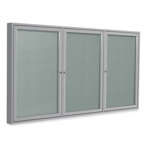 Ghent Enclosed Outdoor Bulletin Board 72x36 Silver Surface Satin Aluminum Frame