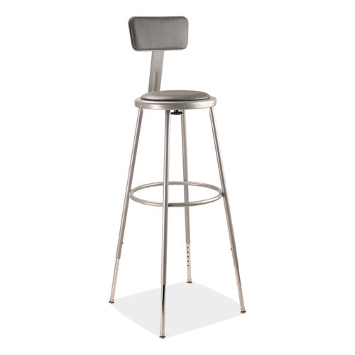 NPS 6400 Series Height Adjustable Heavy Duty Padded Stool W/backrest Supports 300lb 32"-39" Seat Ht Grayships In 1-3 Bus Days