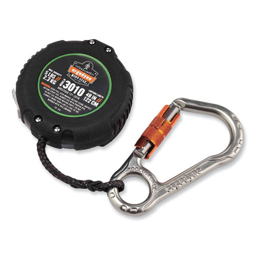 Ergodyne Squids 3010 Retractable Lanyard W/locking Carabiner+belt Clip 5 Lb Max Work Capacity 48" Black