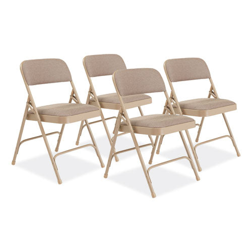 NPS 2200 Series Deluxe Fabric Upholstered Dual-hinge Premium Folding Chair Supports 500lb Cafe Beige4/ctships In 1-3 Bus Days