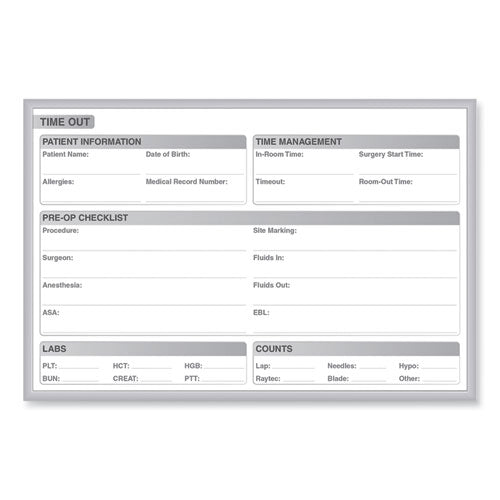 Ghent Time Out Magnetic Whiteboard 36x24 White/gray Surface Satin Aluminum Frame