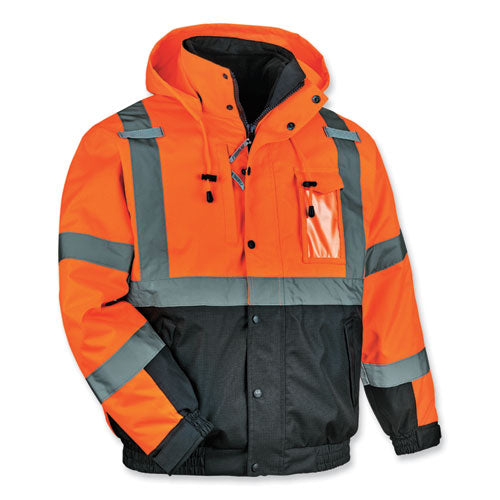 Ergodyne Glowear 8381 Class 3 Hi-vis 4-in-1 Quilted Bomber Jacket Orange Large