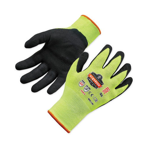 Ergodyne Proflex 7021 Hi-vis Nitrile-coated Cr Gloves Lime Large 144 Pairs/Case