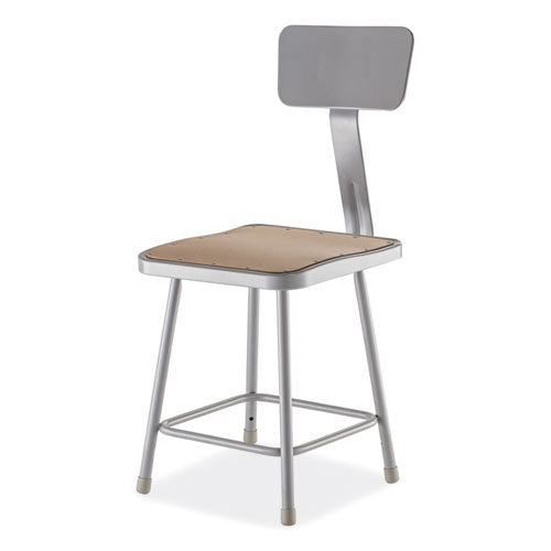 NPS 6300 Series Hd Square Seat Stool W/backrest Supports 500 Lb 17.5" Seat Ht Brown Seatgray Back/base Ships In 1-3 Bus Days