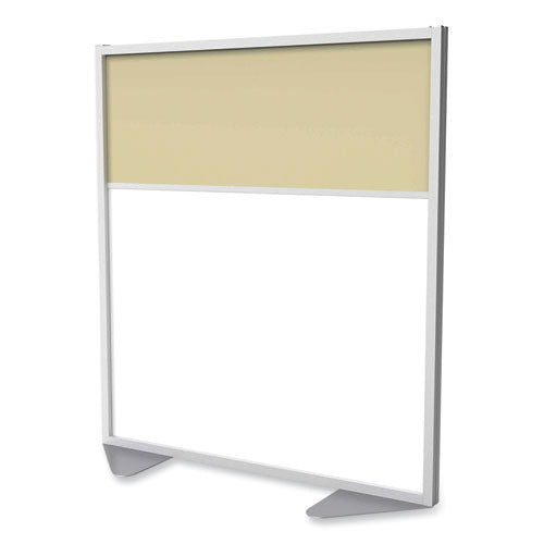 Ghent Floor Partition With Aluminum Frame And 2 Split Panel Infill 48.06x2.04x53.86 White/carmel
