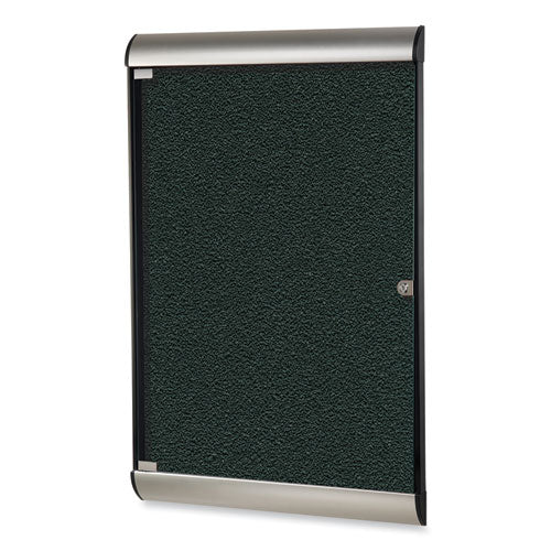 Ghent Silhouette 1 Door Enclosed Ebony Vinyl Bulletin Board W/satin/black Aluminum Frame 27.75x42.13