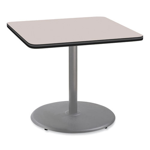 NPS Cafe Table 36wx36dx30h Square Top/round Base Gray Nebula Top Gray Base