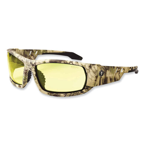 Ergodyne Skullerz Odin Safety Glasses Kryptek Highlander Nylon Impact Frame Yellow Polycarbonate Lens