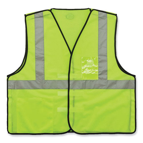 Ergodyne Glowear 8216ba Class 2 Breakaway Mesh Id Holder Vest Polyester Large/x-large Lime