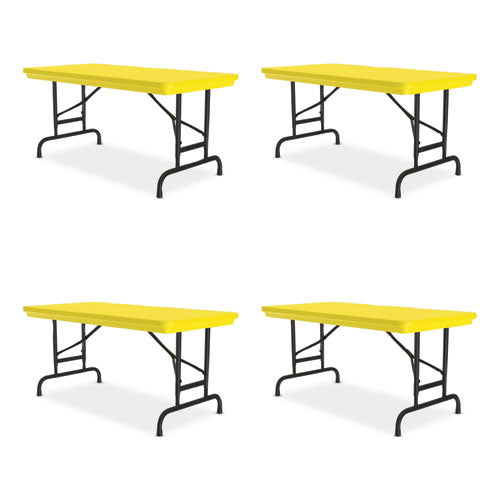 Correll Adjustable Folding Table Rectangular 48"x24"x22" To 32" Yellow Top Black Legs 4/pallet
