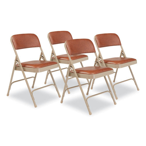 NPS 1200 Series Vinyl Dual-hinge Folding Chair Supports 500 Lb Honey Brown Seat/back Beige Base 4/ct Ships In 1-3 Bus Days