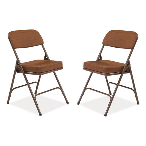 NPS 3200 Series Premium Fabric Dual-hinge Folding Chair Supports 300 Lb Gold Seat/back Brown Base 2/ct Ships In 1-3 Bus Days