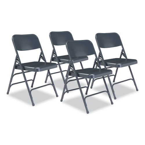 NPS 300 Series Deluxe All-steel Triple Brace Folding Chair Supports 480 Lb 17.25" Seat Height Blue 4/ctships In 1-3 Bus Days