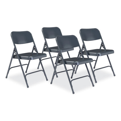 NPS 200 Series Premium All-steel Double Hinge Folding Chair Supports 500 Lb 17.25" Seat Ht Blue 4/ct Ships In 1-3 Bus Days