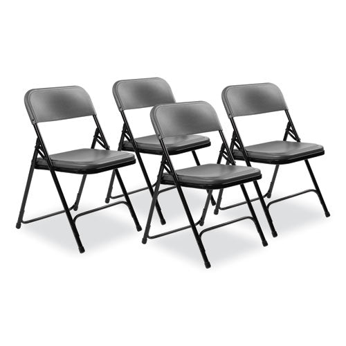 NPS 800 Series Plastic Folding Chair Supports 500 Lb 18" Seat Ht Charcoal Seat/back Black Base 4/ct Ships In 1-3 Bus Days