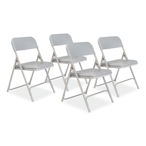 NPS 800 Series Premium Plastic Folding Chair Supports 500 Lb 18" Seat Ht Gray Seat/back Gray Base 4/ctships In 1-3 Bus Days