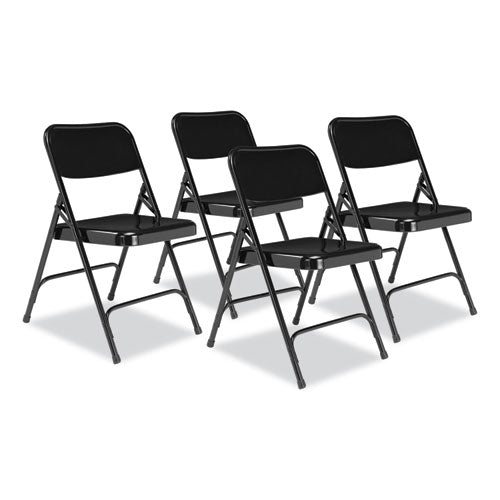 NPS 200 Series Premium All-steel Double Hinge Folding Chair Supports 500 Lb 17.25" Seat Ht Black 4/ct Ships In 1-3 Bus Days