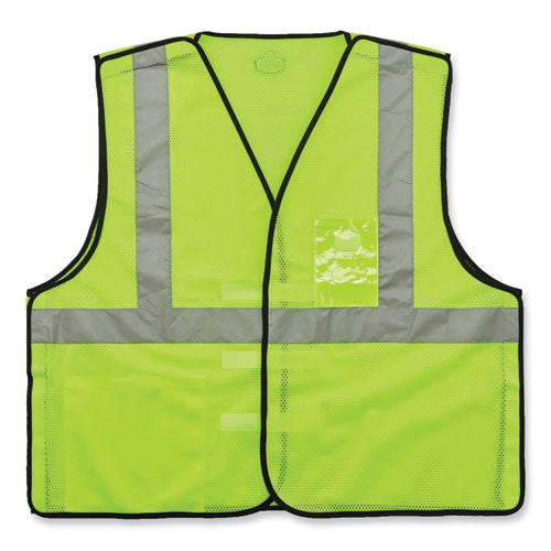 Ergodyne Glowear 8216ba Class 2 Breakaway Mesh Id Holder Vest Polyester Small/medium Lime